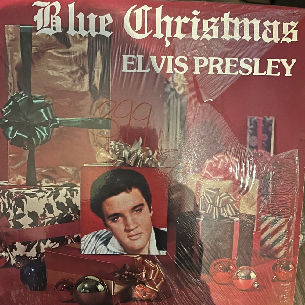 Blue Christmas Elvis Presley LP/record festive classic rock the King vintageY2K